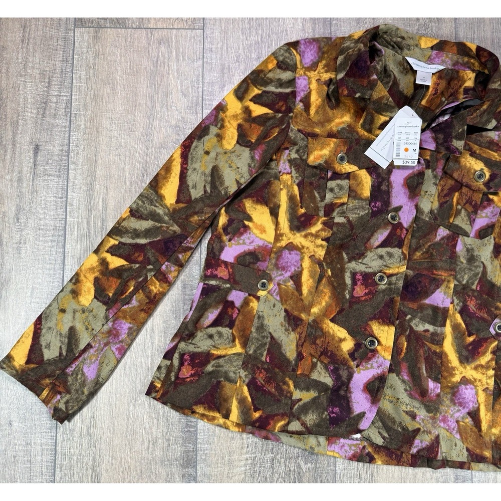 Christopher Banks Fall Colors Blazer Jean Jacket Style Size M Cotton Poly NWT - Picture 4 of 12